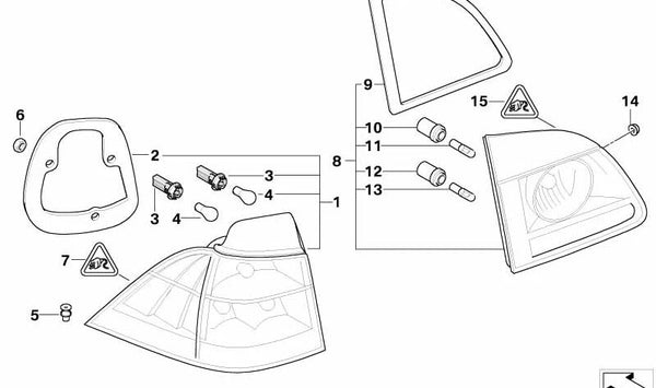 Piloto trasero lateral izquierdo blanco para BMW E61N (OEM 63217177693). Original BMW