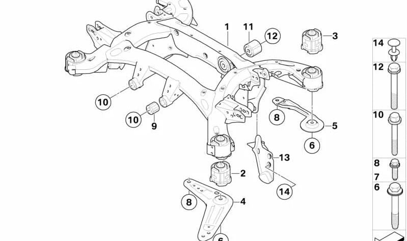 Braccio di rinforzo posteriore destro OEM 33326770980 per BMW E70, E71, E72 (Modelli X5, X6). BMW originale