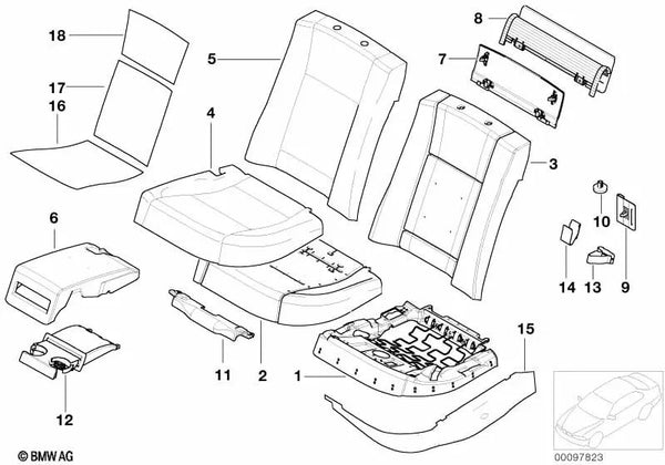 Funda de reposabrazos de cuero izquierda para BMW E65, E66 (OEM 52207160713). Original BMW