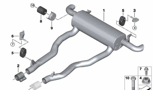 Rear silencer for BMW 8 Series G14, G15, G16 (OEM 18308599151). Original BMW