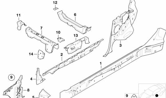 Pestillo de columna delantera derecha para BMW Serie 3 E46 (OEM 41217022410). Original BMW