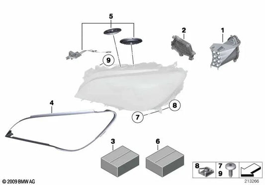 Rechte Scheinwerferabdeckung für BMW 7er F01, F02, F04 (OEM 63117225234). Original BMW