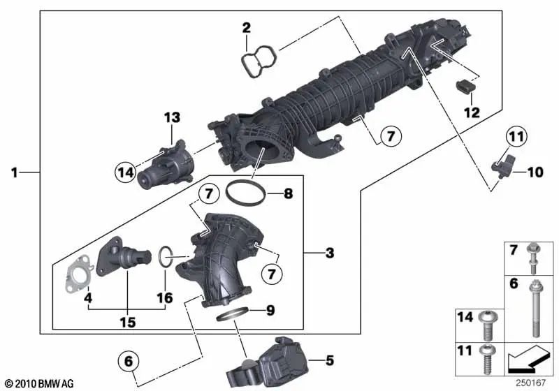 Mischrohr para BMW F30, F31, F34, F32, F33, F36, F07, F10, F11, F06, F12, F13, F01N, F02N, F25, F26, F15, F16 (OEM 11617823244). Original BMW