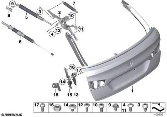 Cierres para portón trasero derecha para BMW Serie 5 F11, F11N (OEM 51247207484). Original BMW