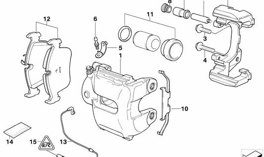 Carcasa de pinza de freno izquierda para BMW E60, E61, E63, E64, E65, E66 (OEM 34116768067). Original BMW