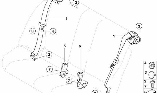 Cinturón superior trasero para BMW Serie 3 E92, E92N (OEM 72119137614). Original BMW