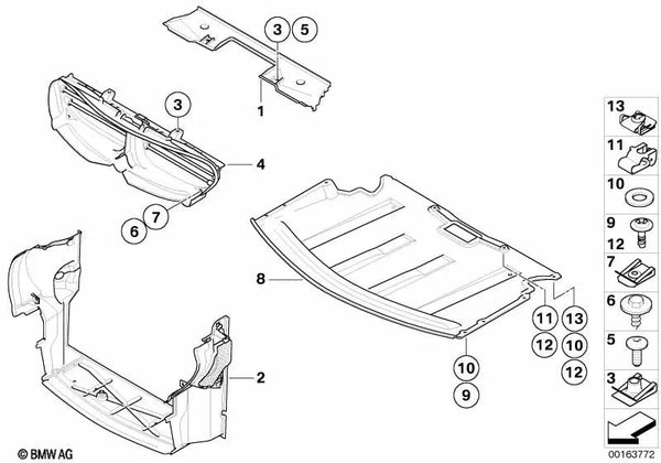 Guía de aire frontal para BMW Serie 6 E63N, E64N (OEM 51747184551). Original BMW