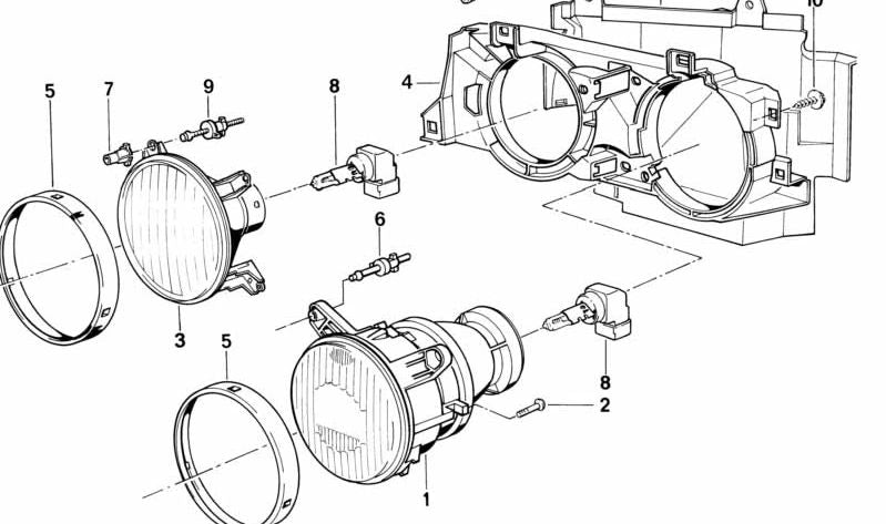 Inserto de luz de cruce derecho para BMW E30 (OEM 63121385802). Original BMW