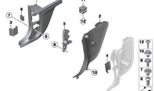 Revestimiento lateral delantero derecho inferior para BMW F20, F21, F22, F23, F87 (OEM 51437272624). Original BMW