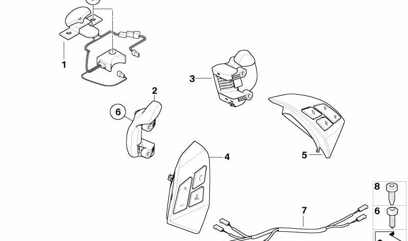 Right multiple switch (MFL) for BMW 5 Series and 6 Series E60, E61, E63, E64. Original BMW.