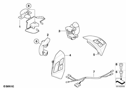 Interruptor MFL derecho para BMW Serie 5 E60N, E61N (OEM 61316983284). Original BMW