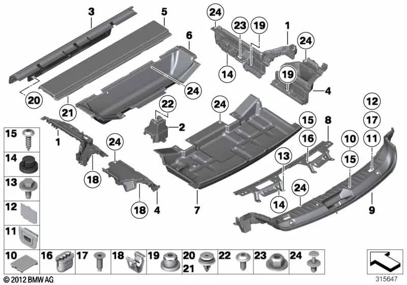 Crossmember Cover for BMW 5 Series F07 (OEM 51479167383). Original BMW.