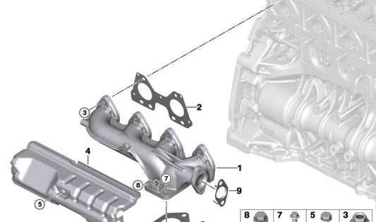 Scudo termico senza amianto OEM 11628509117 per BMW E81, E82, E87, E88, F20, F21, F22, E90, E91, E92, E93, F30, F31, F34, F32, F33, F36, E60, E61, F07, F10, F10 F10, F11, E84, E83, F25. BMW originale.