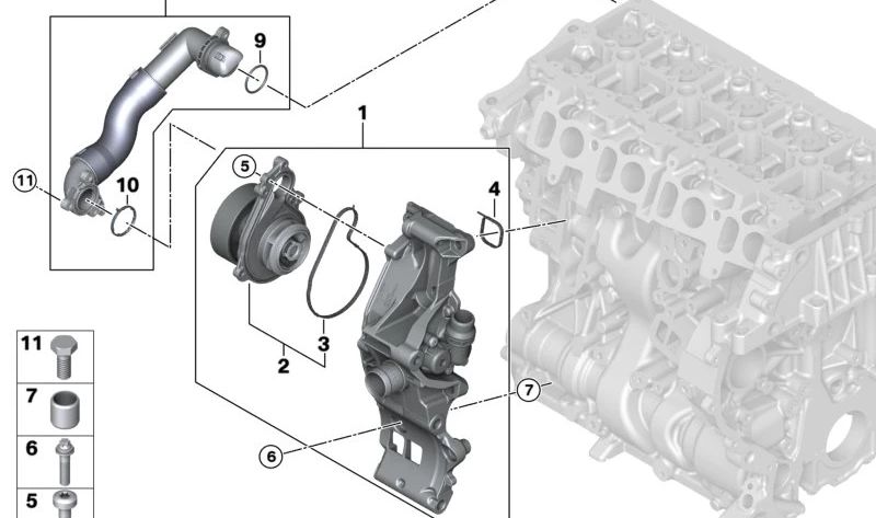 Junta para BMW Serie 1 F40, F52, Serie 2 F44, F45N, F46, X1 F48, F48N, X2 F39, MINI F54, F55, F56, F60 (OEM 11539470624). Original BMW