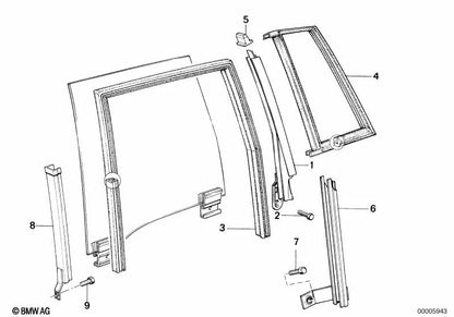 Guia da janela para uma peça esquerda para BMW 3 E30 Series (OEM 51341906807). BMW original