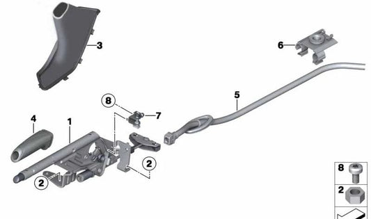 Cubierta de la palanca del freno de mano para BMW F20, F21, F22, F23 (OEM 34429230134). Original BMW