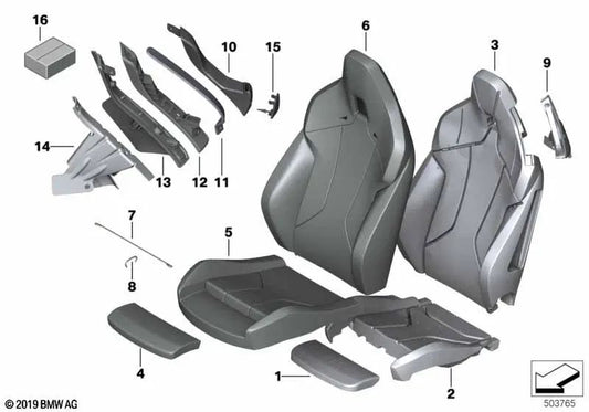 Funda de asiento deportivo de cuero para BMW Z4 G29 (OEM 52109892294). Original BMW