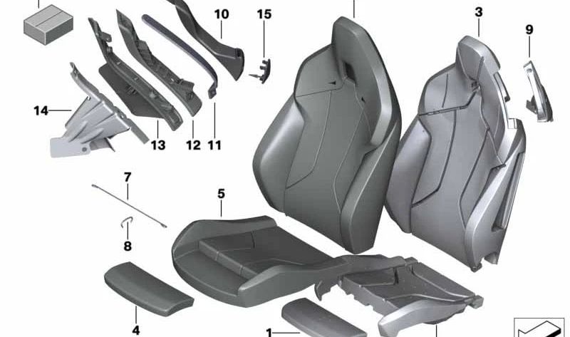 Funda de cuero para respaldo de asiento deportivo izquierdo OEM 52107499861 para BMW Z4 G29. Original BMW.