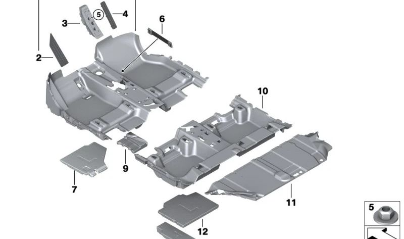 Revestimiento del suelo trasero para BMW F48N (OEM 51479471606). Original BMW