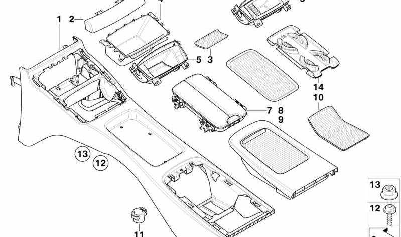 Compartimento de almacenamiento para BMW Serie 3 E92, E93 (OEM 51166960686). Original BMW.