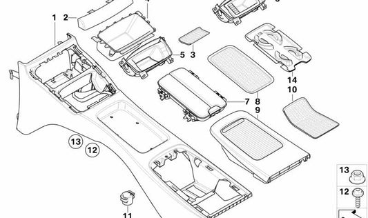 Apoyabrazos trasero original OEM 51166963900 para BMW Serie 3 (E92, E93). Original BMW.