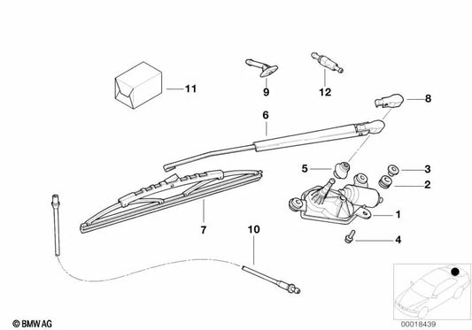 Tapa protectora del brazo limpiaparabrisas para BMW E36 (OEM 61628360157). Original BMW.