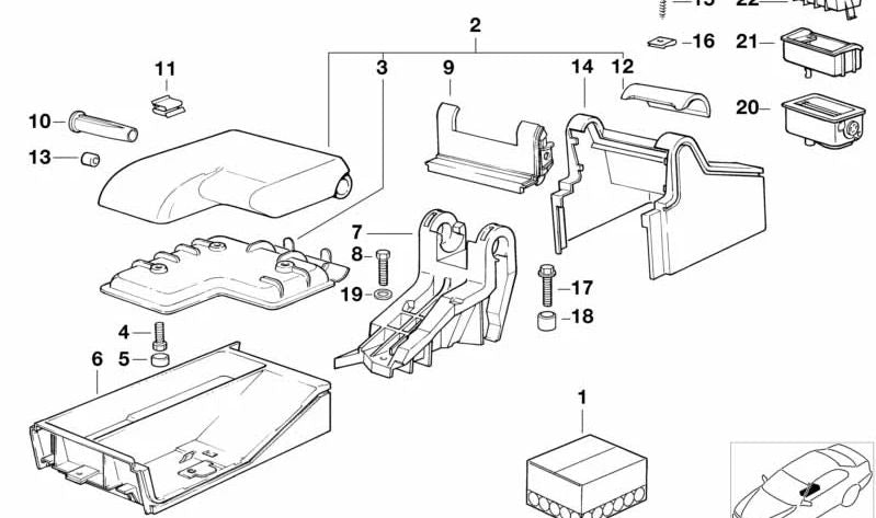 Cubierta Consola para BMW Serie 3 E36 (OEM 51168151702). Original BMW.