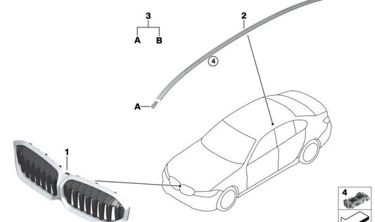 OEM 5115A1BFA5 Griglia anteriore decorativa per BMW G20, G21, G28. BMW originale.