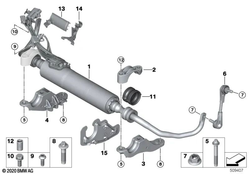 Soporte del Radiador para BMW F90, G30, G31, G32, G11, G12, G14, G15, G16 (OEM 17128632287). Original BMW.