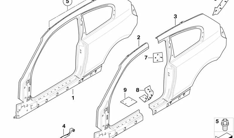 Pilar A exterior derecho OEM 41217180208 para BMW Serie 1 E81 (Original BMW).