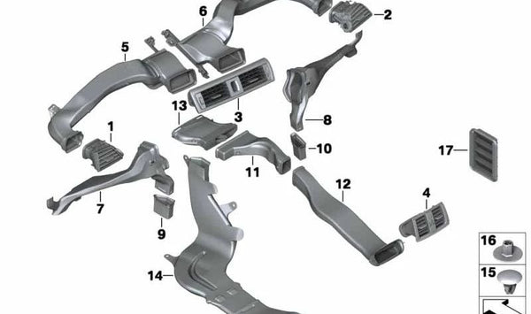 Rejilla de Aire Fresco para BMW Serie 1 F20, F21. Serie 2 F22, F23 (OEM 64229207330). Original BMW.