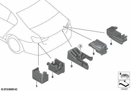 Soporte de dispositivo para BMW Serie 5 G30, G31, Serie 6 G32, Serie 7 G11, G12, Serie 8 G14, G15, G16, X5 G05 (OEM 61139358436). Original BMW.