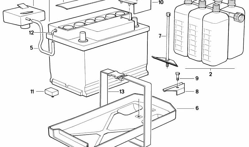 Soporte de batería para BMW E30, E28, E34, E24, E32 (OEM 61211370816). Original BMW.