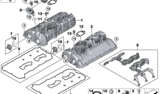 Tapa de culata para BMW F90, G30 Serie 7 G11, G12 Serie 8 F91, F92, F93 X5 G05 X7 G07 (OEM 11128601707). Original BMW