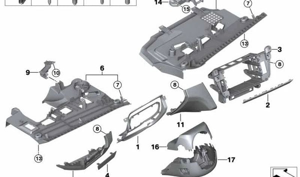 Revestimiento inferior del salpicadero (lado conductor) OEM 51459216992 para BMW F06, F12, F13. Original BMW