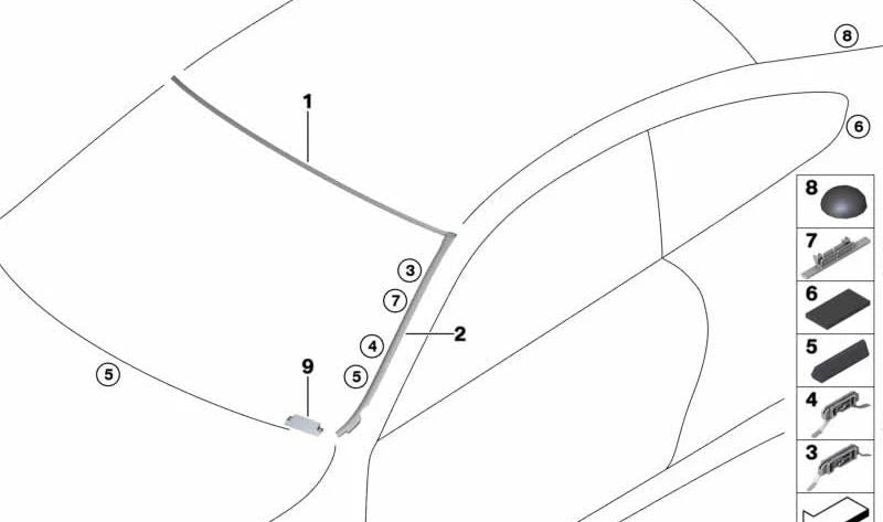 Right washerfangleiste for BMW F33, F83 (OEM 51317296010). Genuine BMW