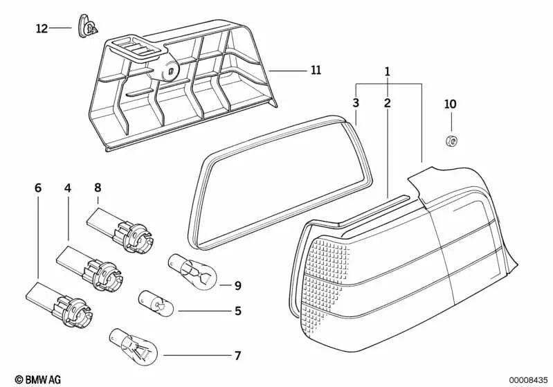 Right rear light for BMW Series 3 E36 (OEM 63218353274). Genuine BMW