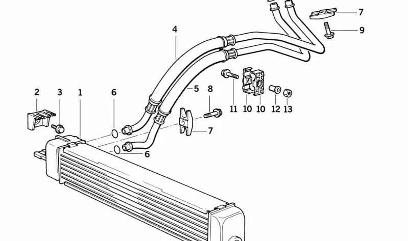 Tubería del enfriador de aceite para BMW E36 (OEM 17222246620). Original BMW