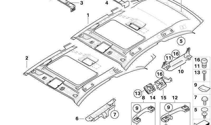 Suspensión para red de separación de maletero derecho para BMW E81, E87 (OEM 51477076846). Original BMW