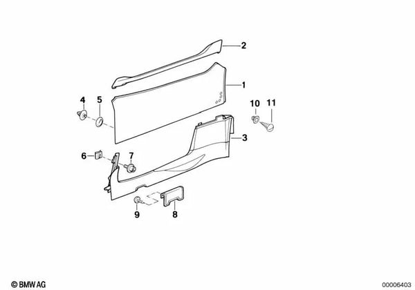 Revestimiento Inferior Izquierdo para BMW E46, F30, F80 (OEM 51432291313). Original BMW.