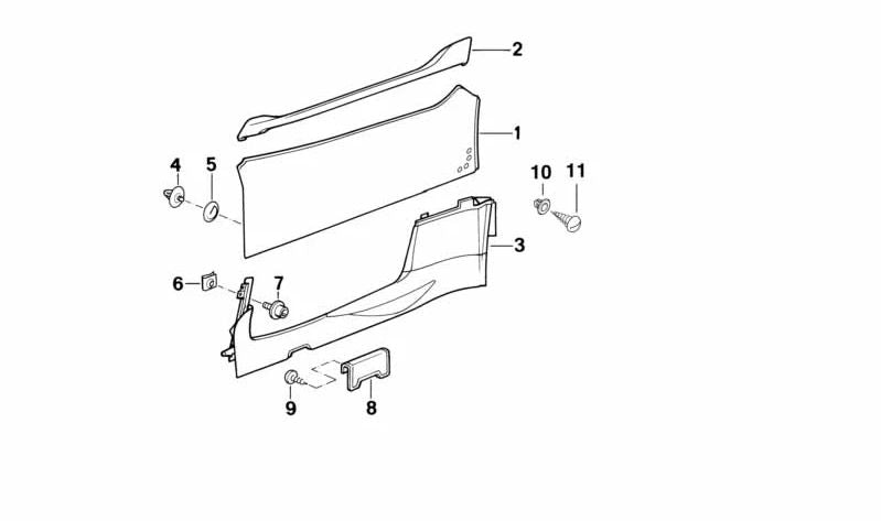 Protector de entrada izquierdo OEM 51432291339 para BMW Z1. Original BMW.