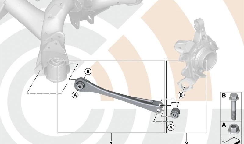 Längsarm-Reparatursatz für BMW F20, F21, F22, F23, F30, F31, F34, F35, F32, F33, F36 (OEM 33322467066). Original BMW