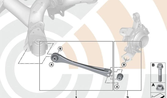 Kit di riparazione del braccio longitudinale per BMW F20, F21, F22, F23, F30, F31, F34, F35, F32, F33, F36 (OEM 333322467066). BMW originale