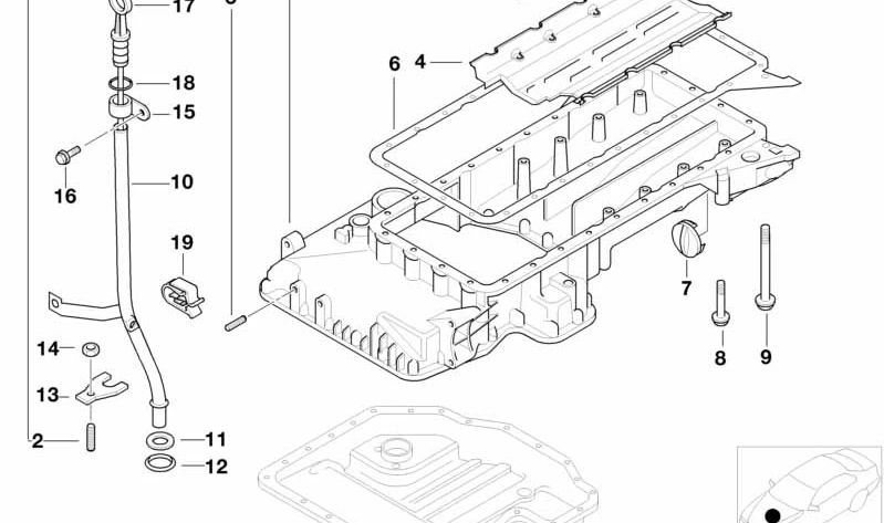 Oil scraper for BMW E34, E39, E32, E38, E31 (OEM 11131747849). Genuine BMW.