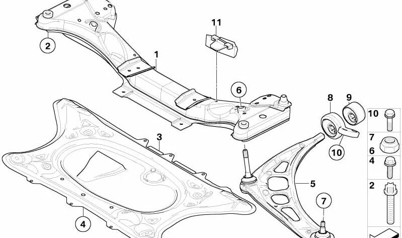 Soporte de brazo de suspensión izquierdo con goma OEM 31107836862 para BMW Z4 (E85, E86). Original BMW.