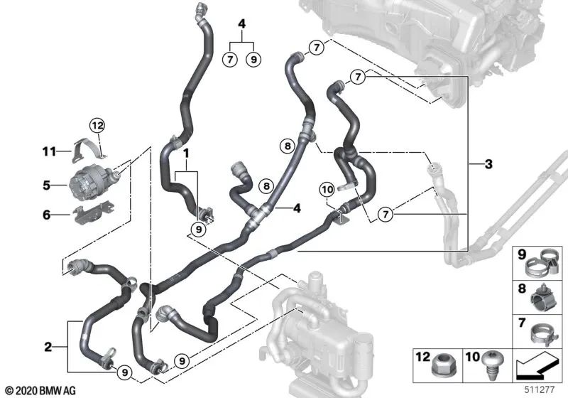 Additional Coolant Pump Bracket for BMW G07, G07N (OEM 64119462111). Genuine BMW