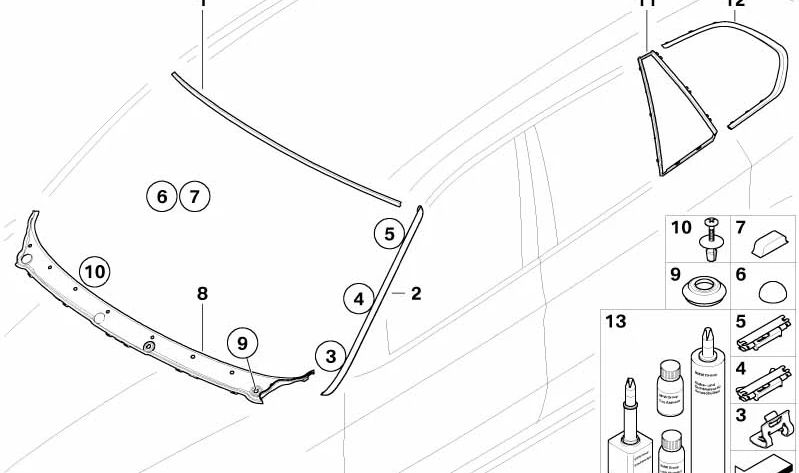 Cubierta Parabrisas Superior para BMW X5 E70 (OEM 51317157681). Original BMW