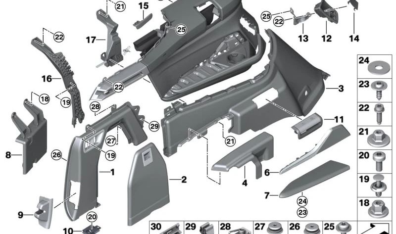 Linkes hintere Schicht für BMW X7 G07, G07N (OEM 51475A378C5). Original BMW