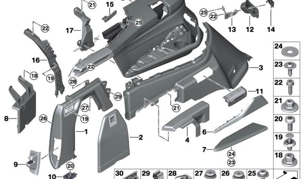 Reposabrazos trasero izquierdo para BMW X7 G07, G07N (OEM 51475A378C5). Original BMW