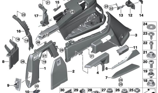 Links hintere Lederarmlehnen für BMW X7 G07, G07N (OEM 51477950331). Original BMW